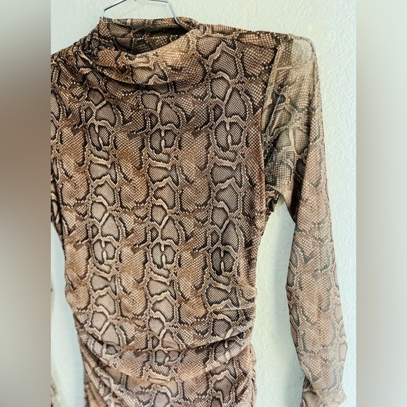 Zara Snake print New Draped Tulle Dress snake print size S NWT - Picture 2 of 8